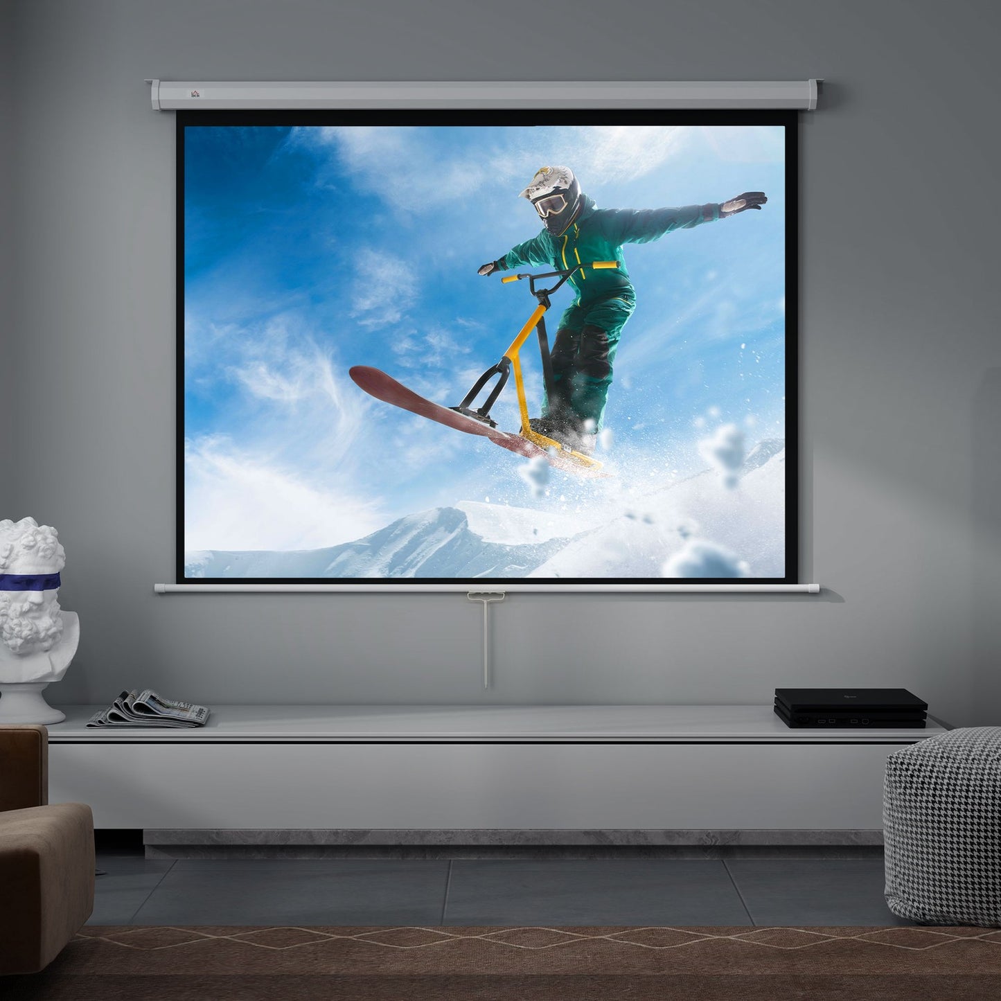 84"" 4:3 Projector Screen, 4K HD, Wall/Ceiling Mount