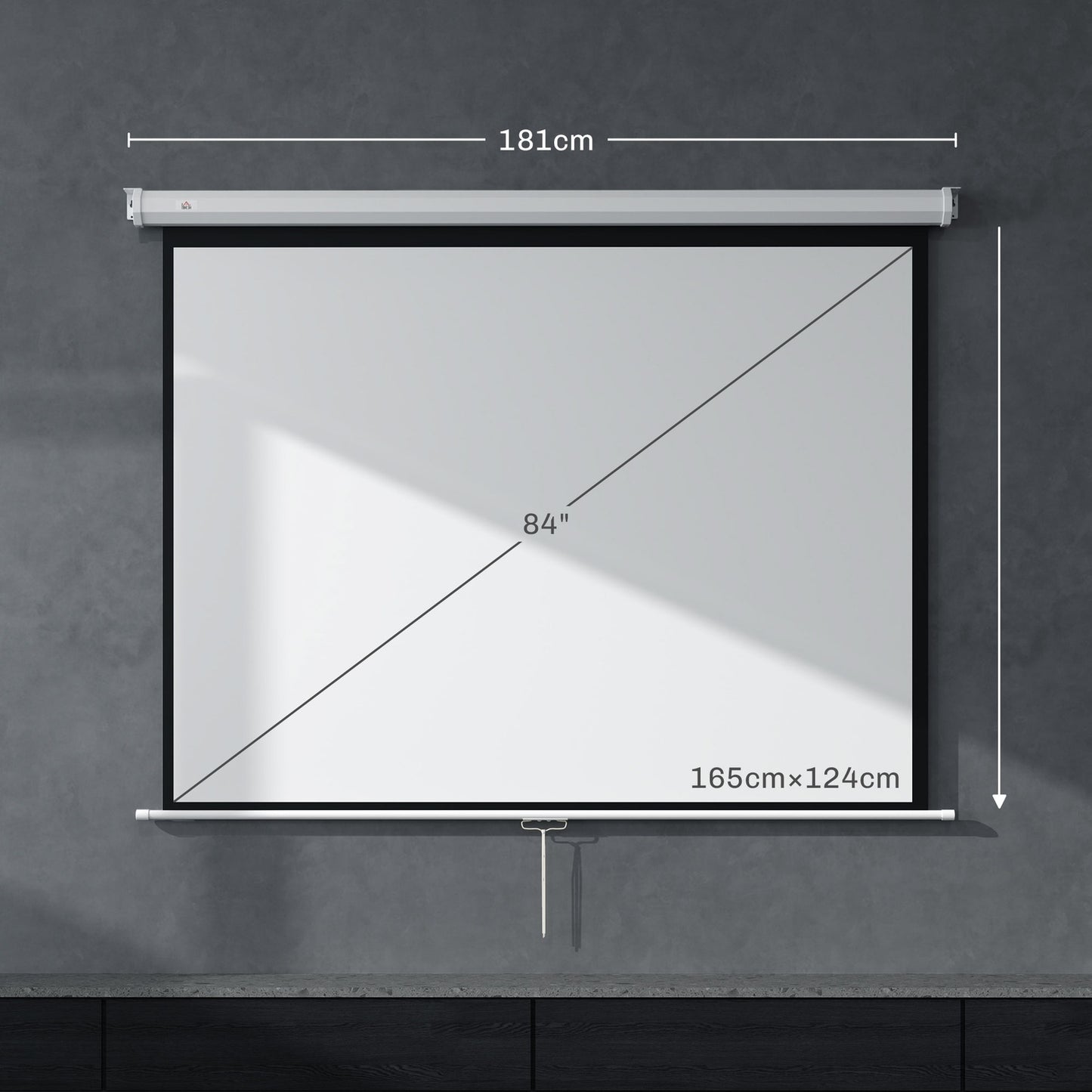 84"" 4:3 Projector Screen, 4K HD, Wall/Ceiling Mount