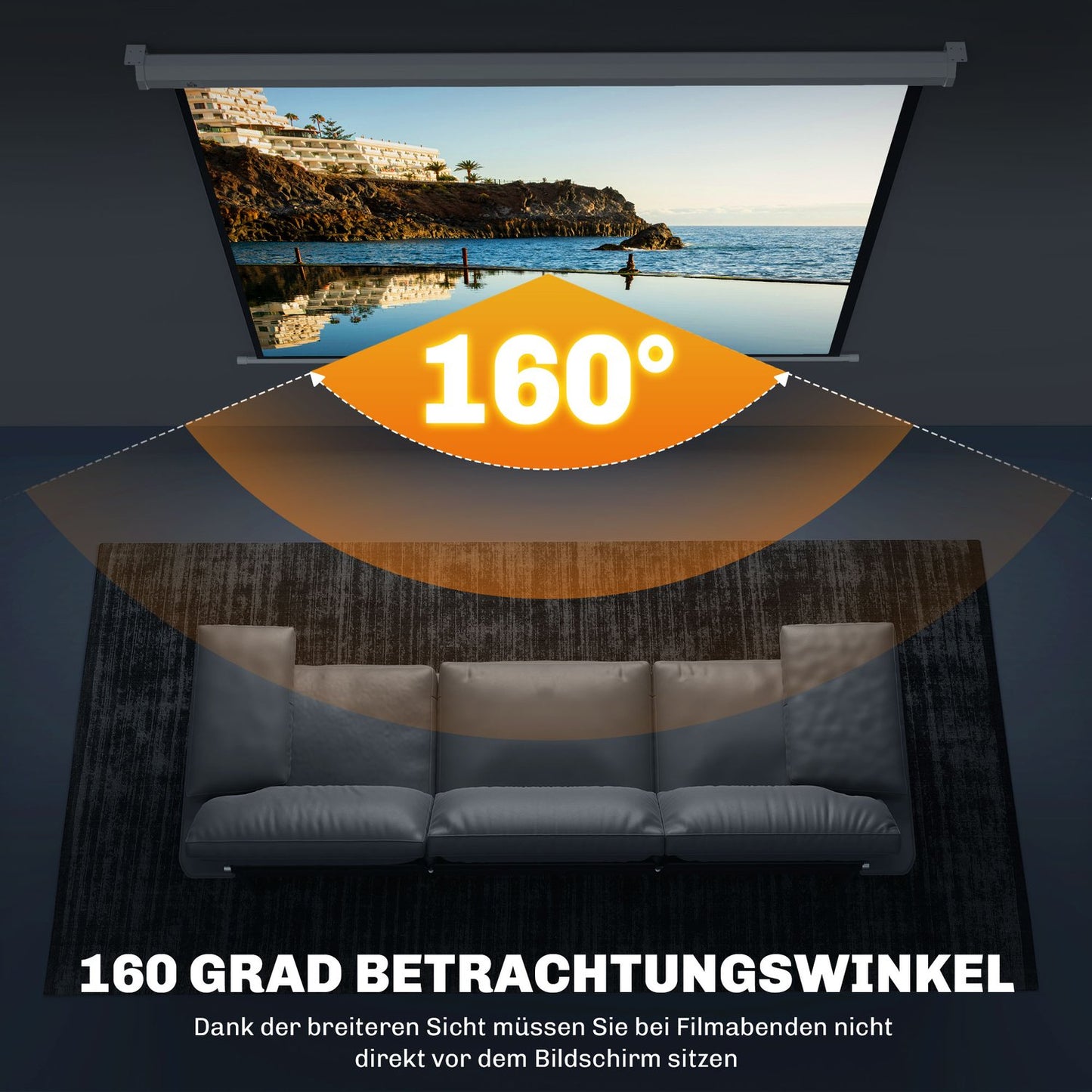 84"" 4:3 Projector Screen, 4K HD, Wall/Ceiling Mount