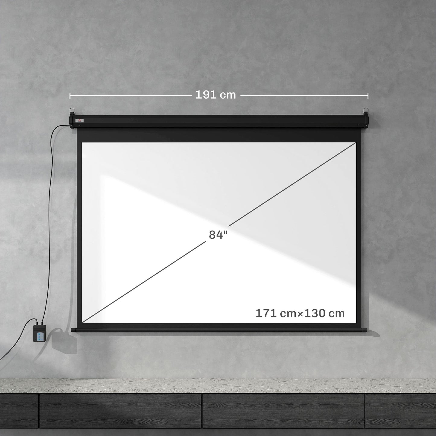 84" Motorized Projector Screen, 4:3, Black, 171x130 cm