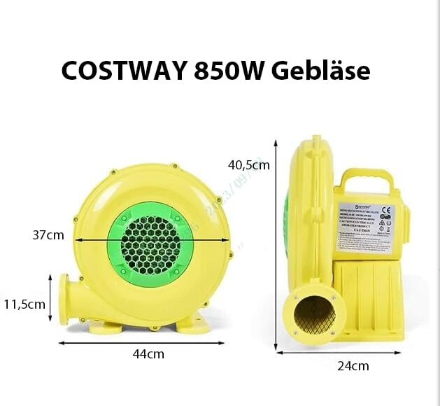 850W Blower Energy Efficient Air Pump for Inflatable Toys Bouncy Castle 42 x 24 x 42 cm