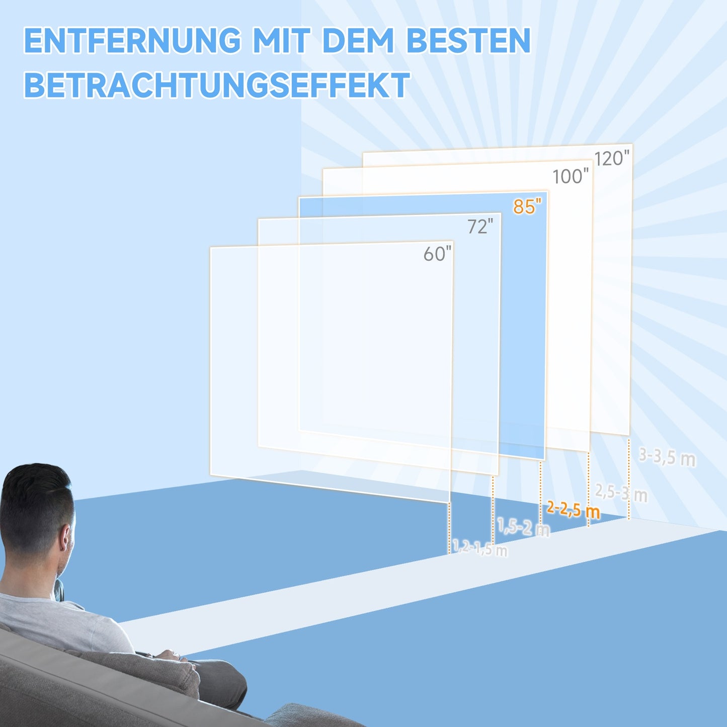 85-Inch 4K HD Projector Screen, 1:1 Ratio, 160° View