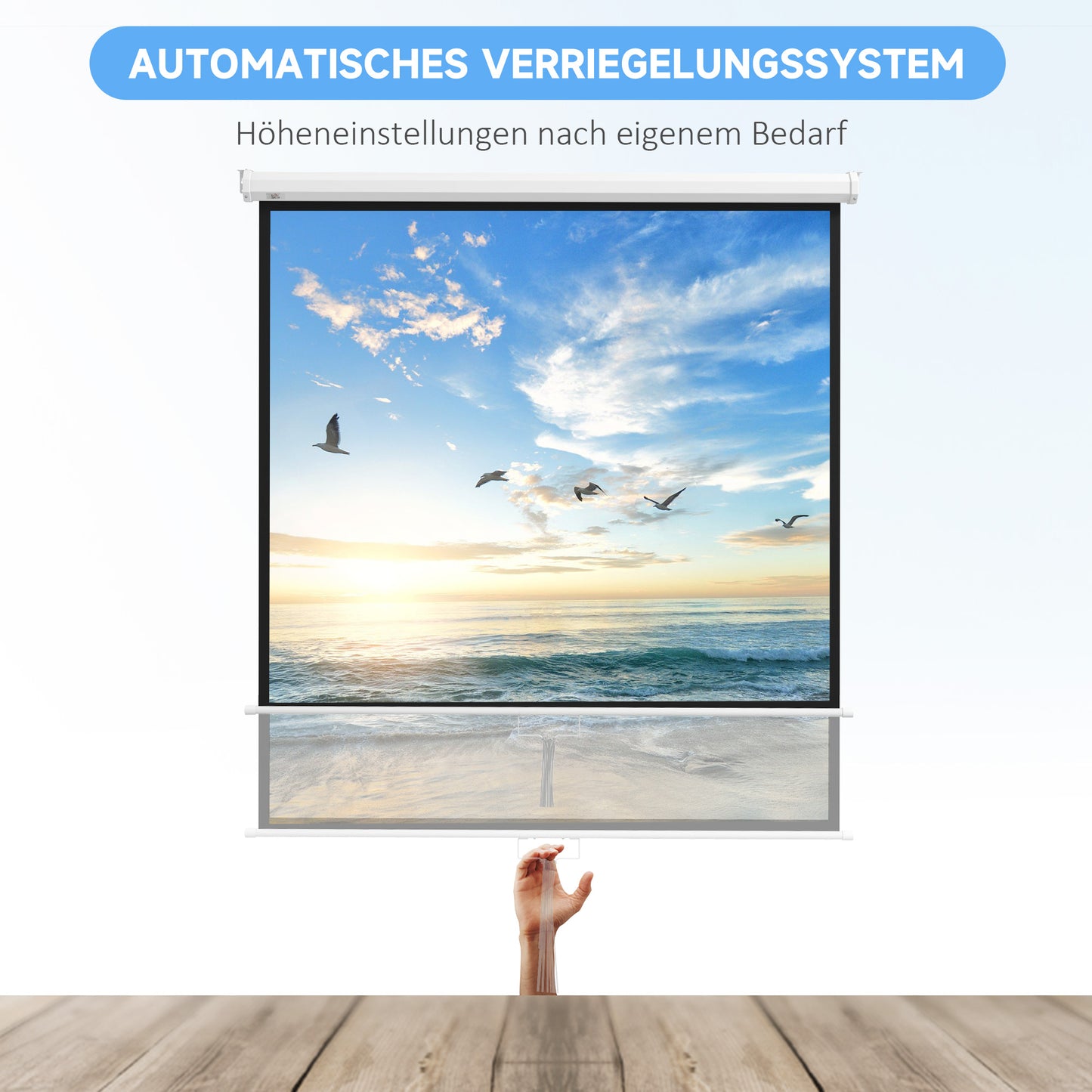 85-Inch 4K HD Projector Screen, 1:1 Ratio, 160° View