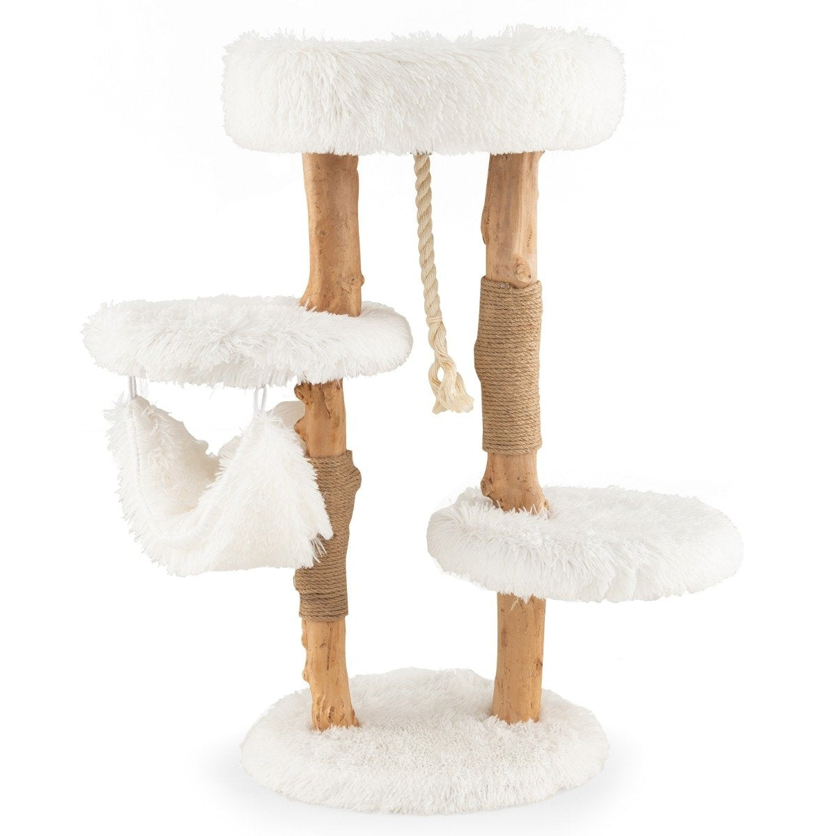87cm solid wood scratching post multi-layer cat activity center