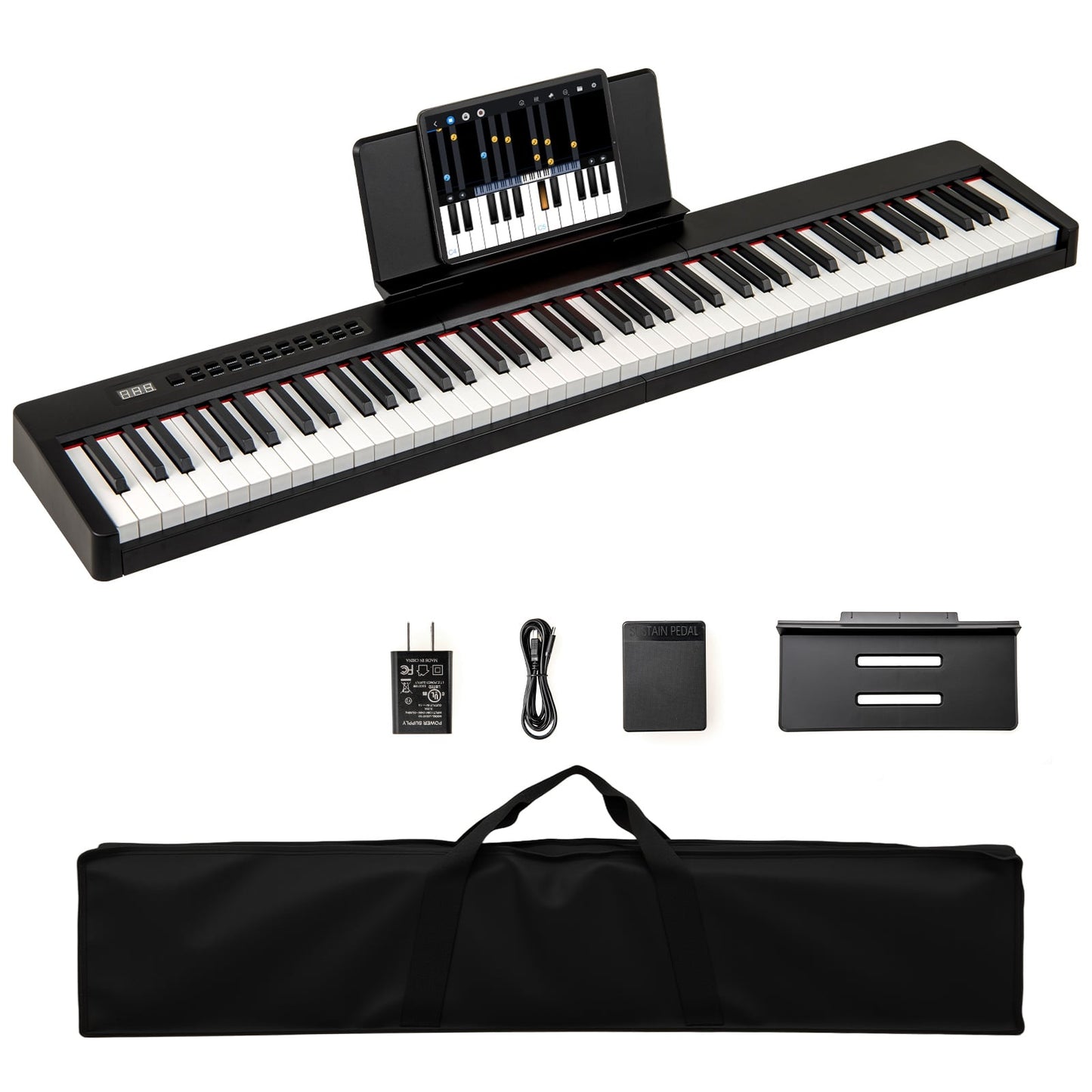 88-Key Digital Piano, Full-Size, Portable, Black