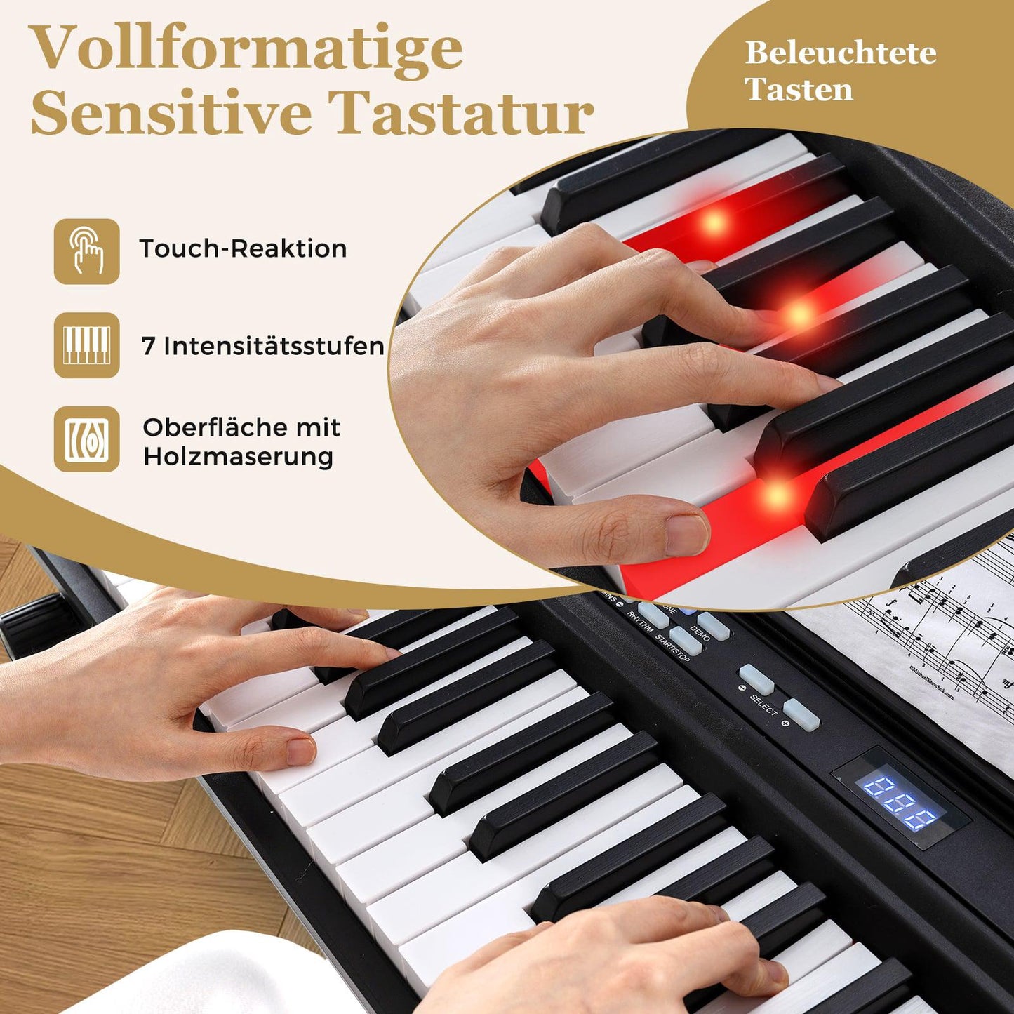 88-Key Digital Piano with Adjustable Stand & Bench