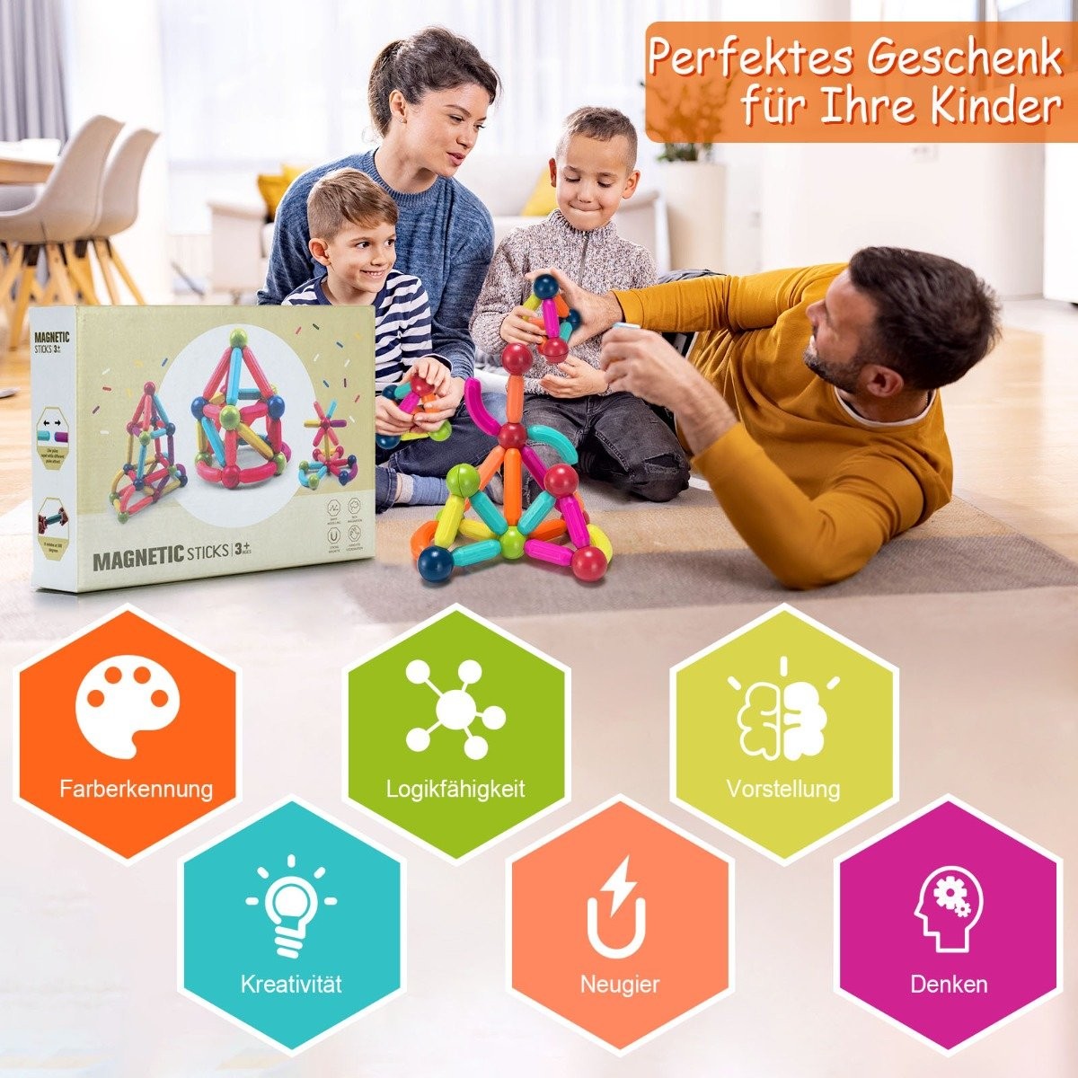 88 educational magnetic construction kit made of high-quality ABS suitable for children. Colorful