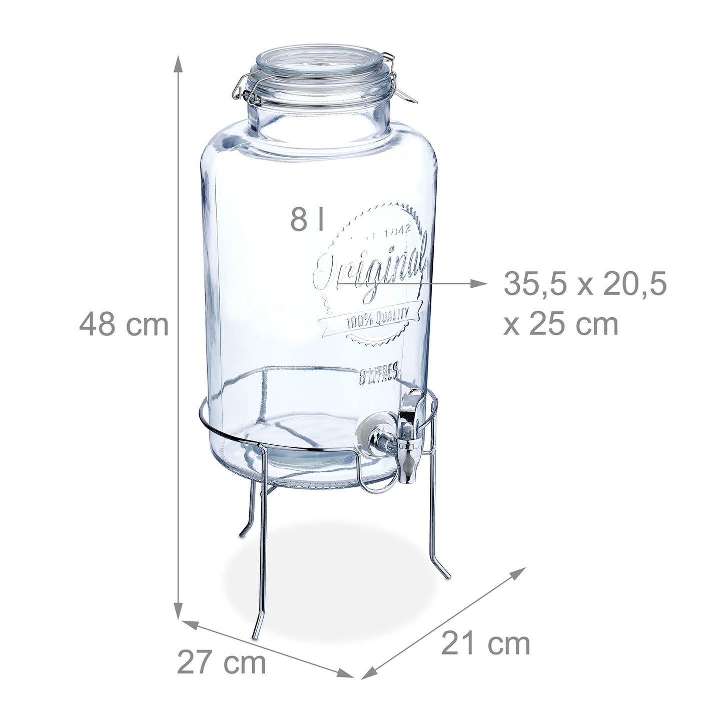 8 L beverage dispenser with stand
