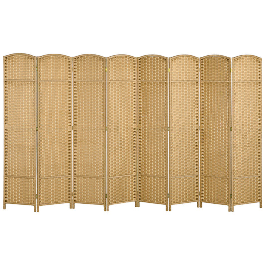 8-Panel Folding Room Divider, Polypropylene, Natural Wood
