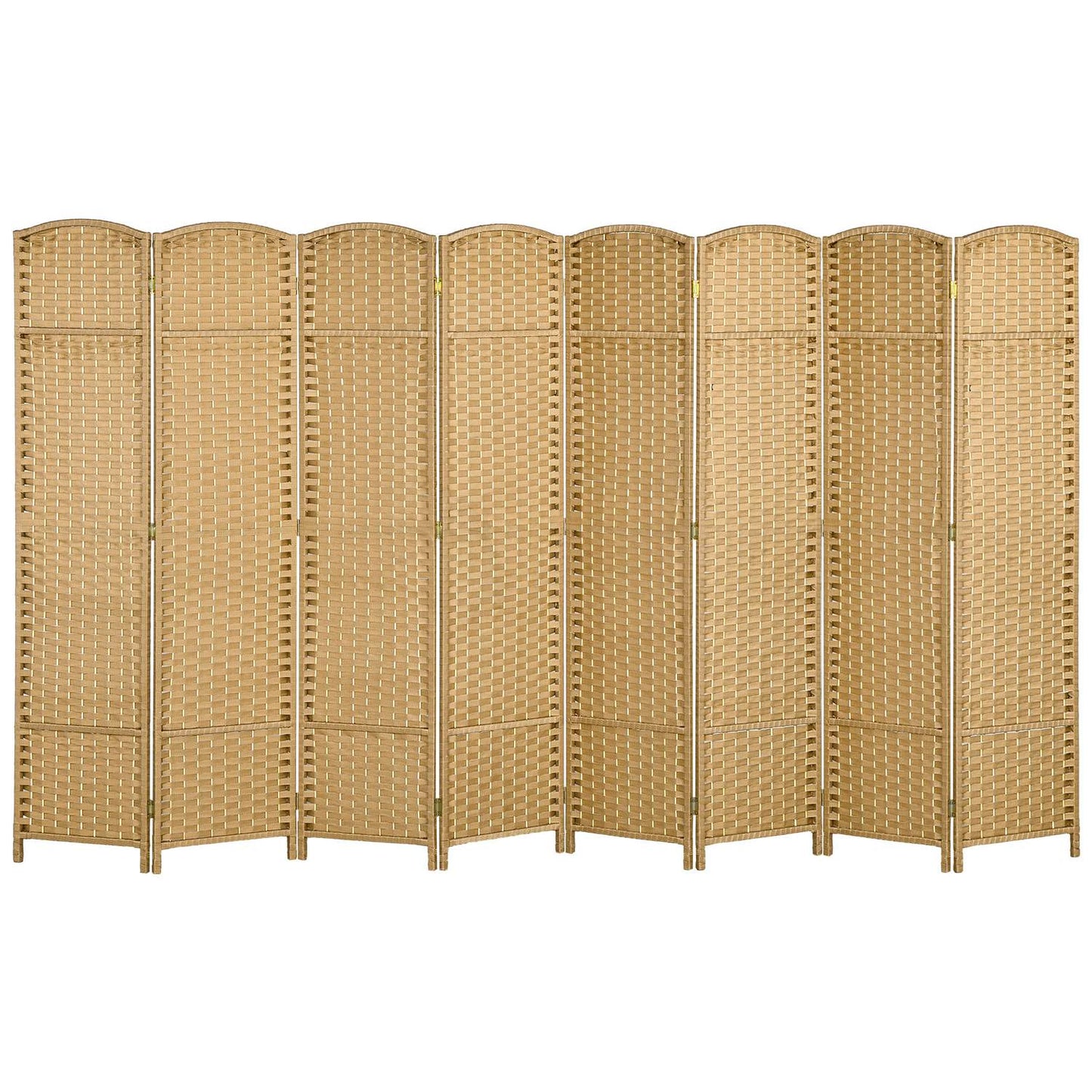 8-Panel Folding Room Divider, Polypropylene, Natural Wood