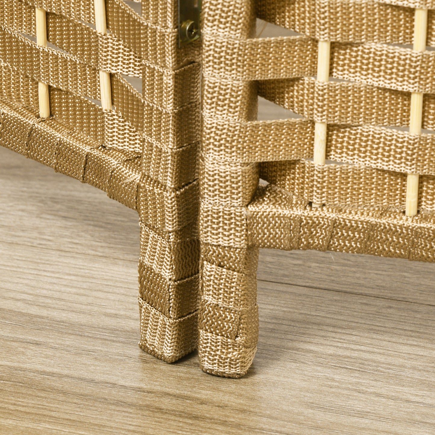 8-Panel Folding Room Divider, Polypropylene, Natural Wood