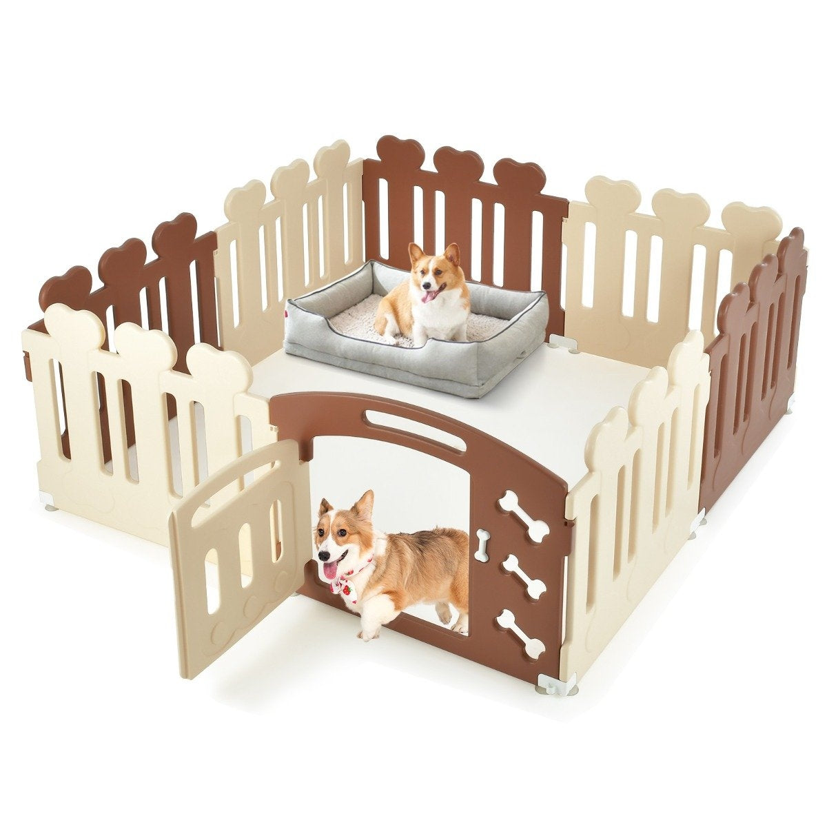 8-Panel Pet Playpen Pet Exercise Pen Pet Fence for Pets up to 35cm Height