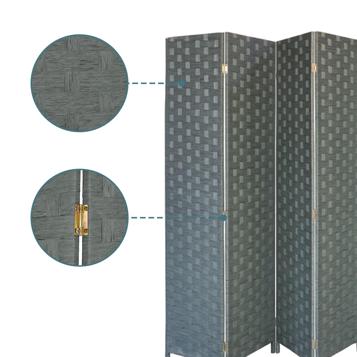 8-Panel Room Divider Folding Screen