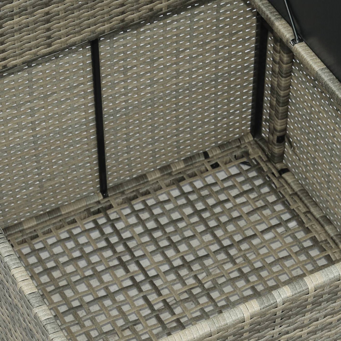 8-part patio in poly rattan, gray steel and polyester