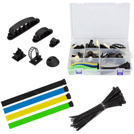 8 Piece Cable Management Set 128 Pieces Assorted Colors
