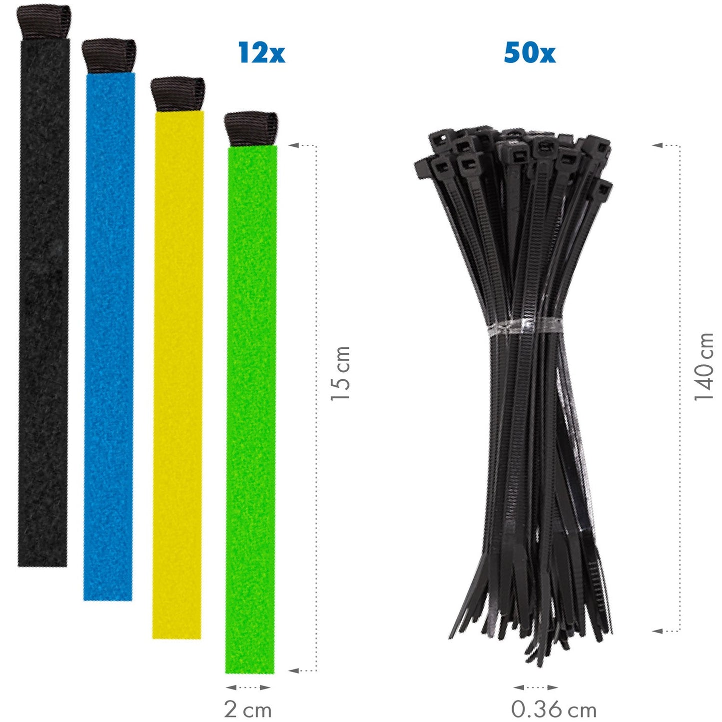 8 Piece Cable Management Set 128 Pieces Assorted Colors