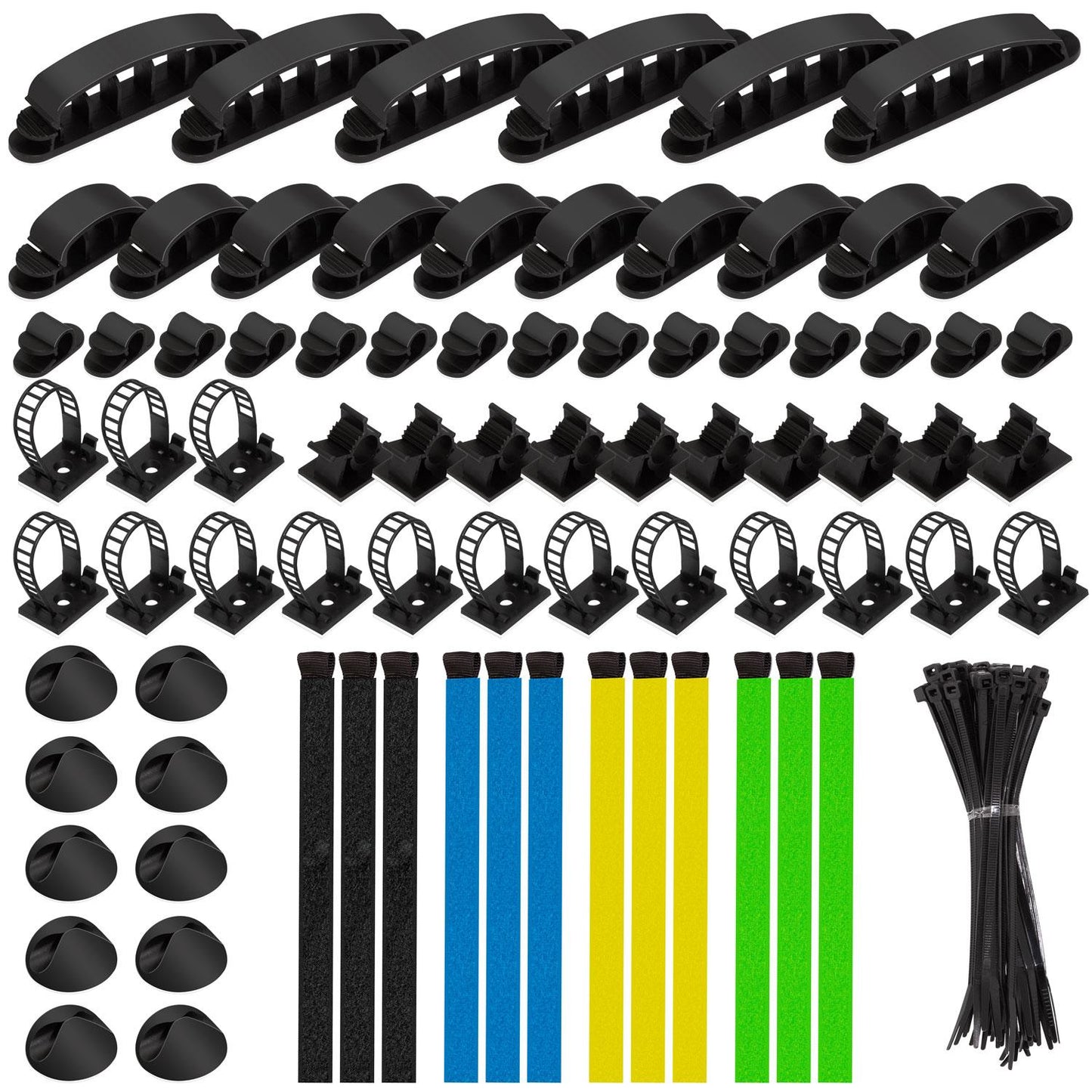 8 Piece Cable Management Set 128 Pieces Assorted Colors