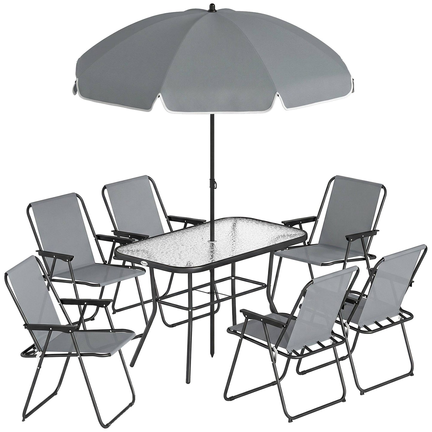 8-Piece Outdoor Dining Set with Umbrella, Foldable Chairs