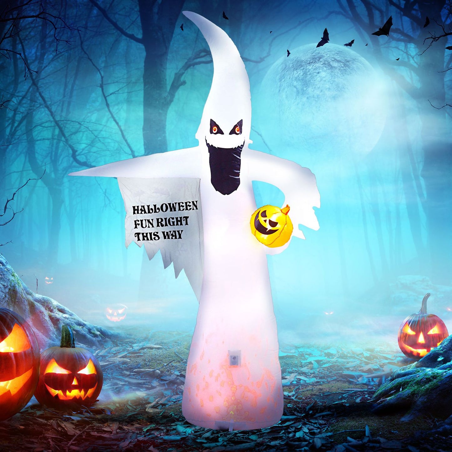 8ft LED Inflatable Halloween Ghost for Indoor/Outdoor Decor