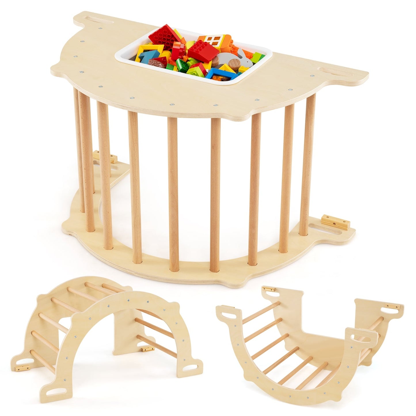 8-in-1 Climbing Arch with Storage Box, 90x50x48 cm
