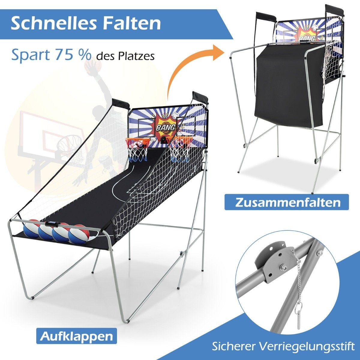 8-in-1 Foldable Electronic Basketball Arcade Game