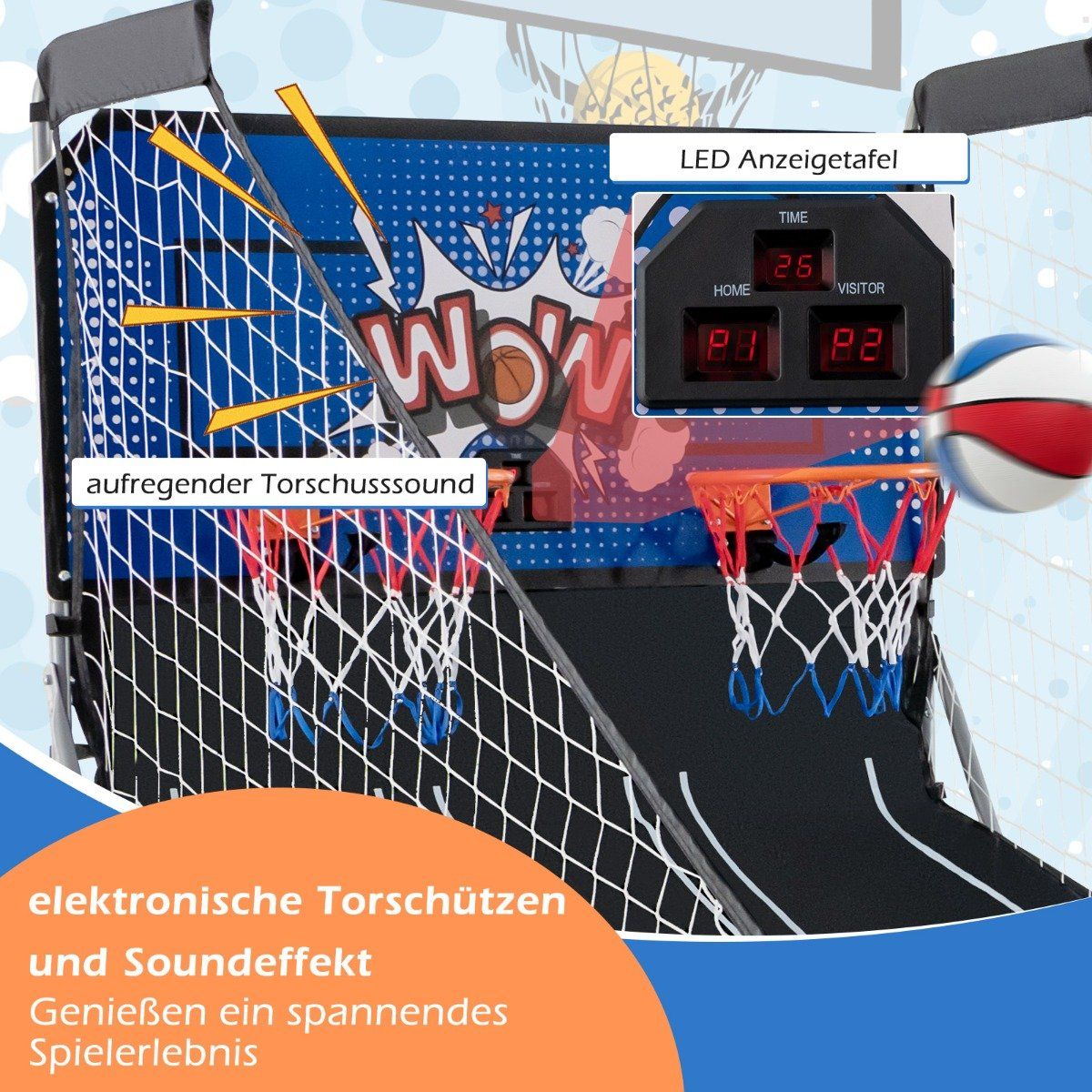 8-in-1 Foldable Electronic Basketball Arcade Game