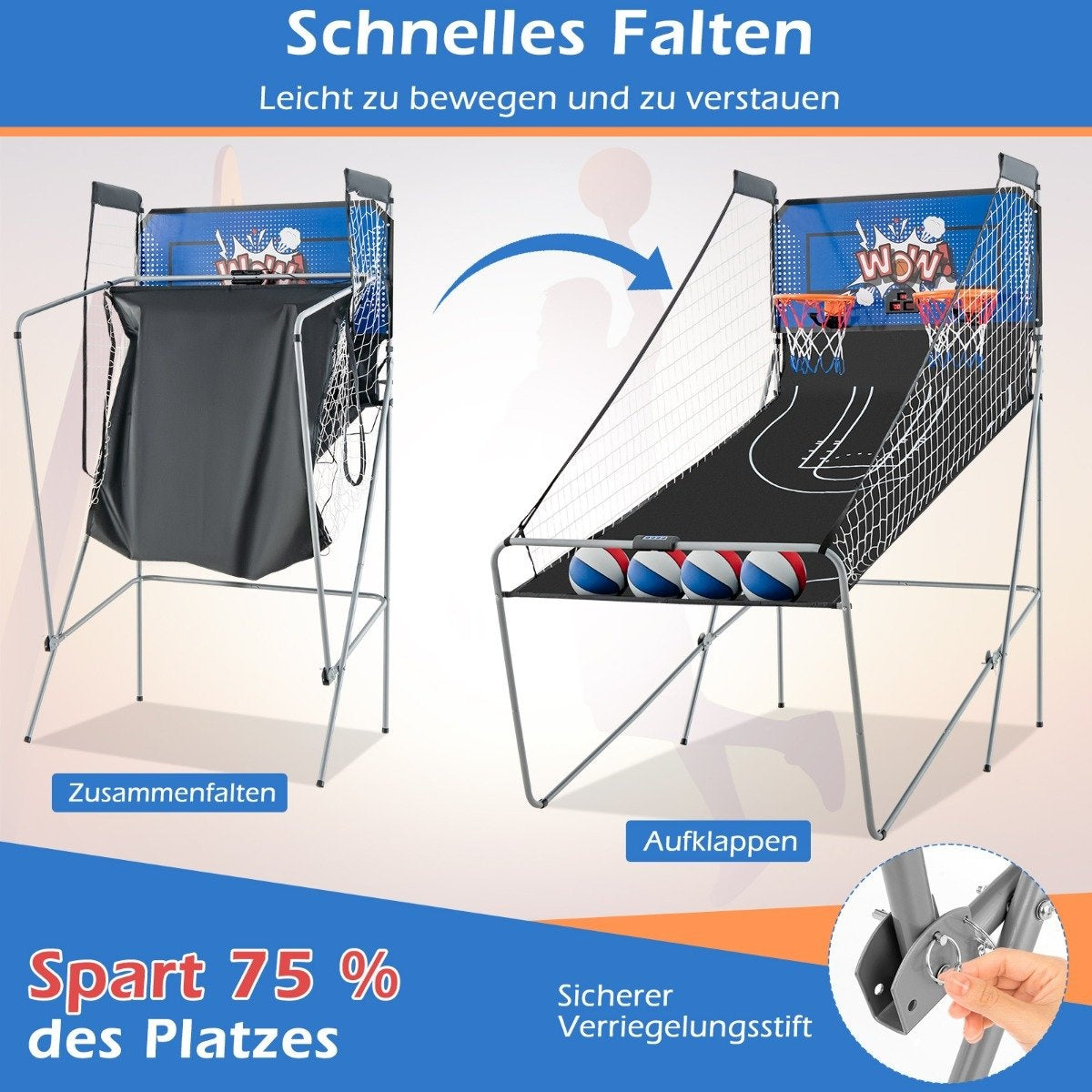 8-in-1 Foldable Electronic Basketball Arcade Game