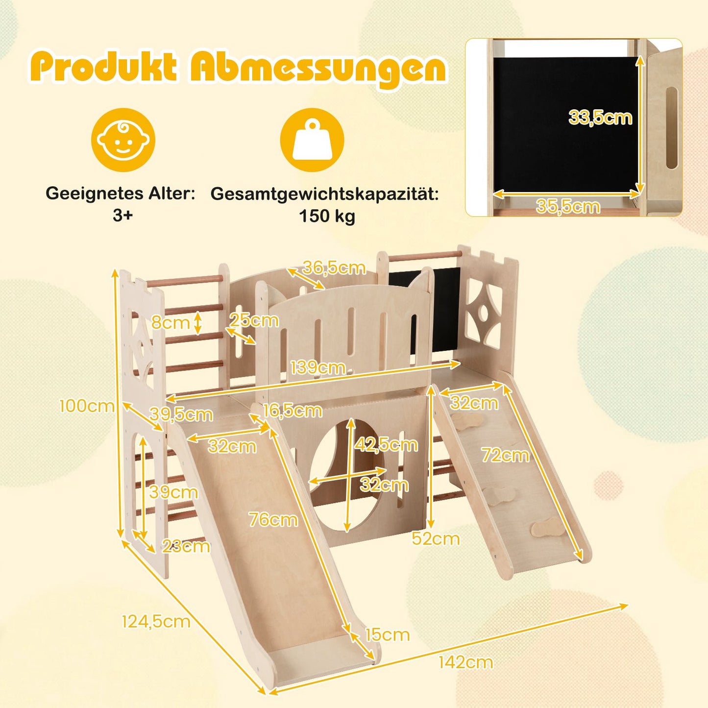 8-in-1 Indoor Wooden Playground with Slide & Ladder