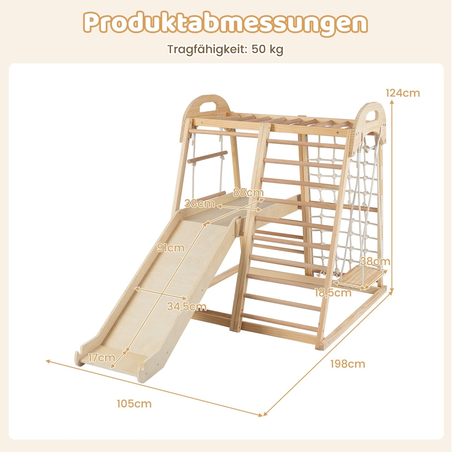 8-in-1 Wooden Montessori Climbing Set for Kids 3-5