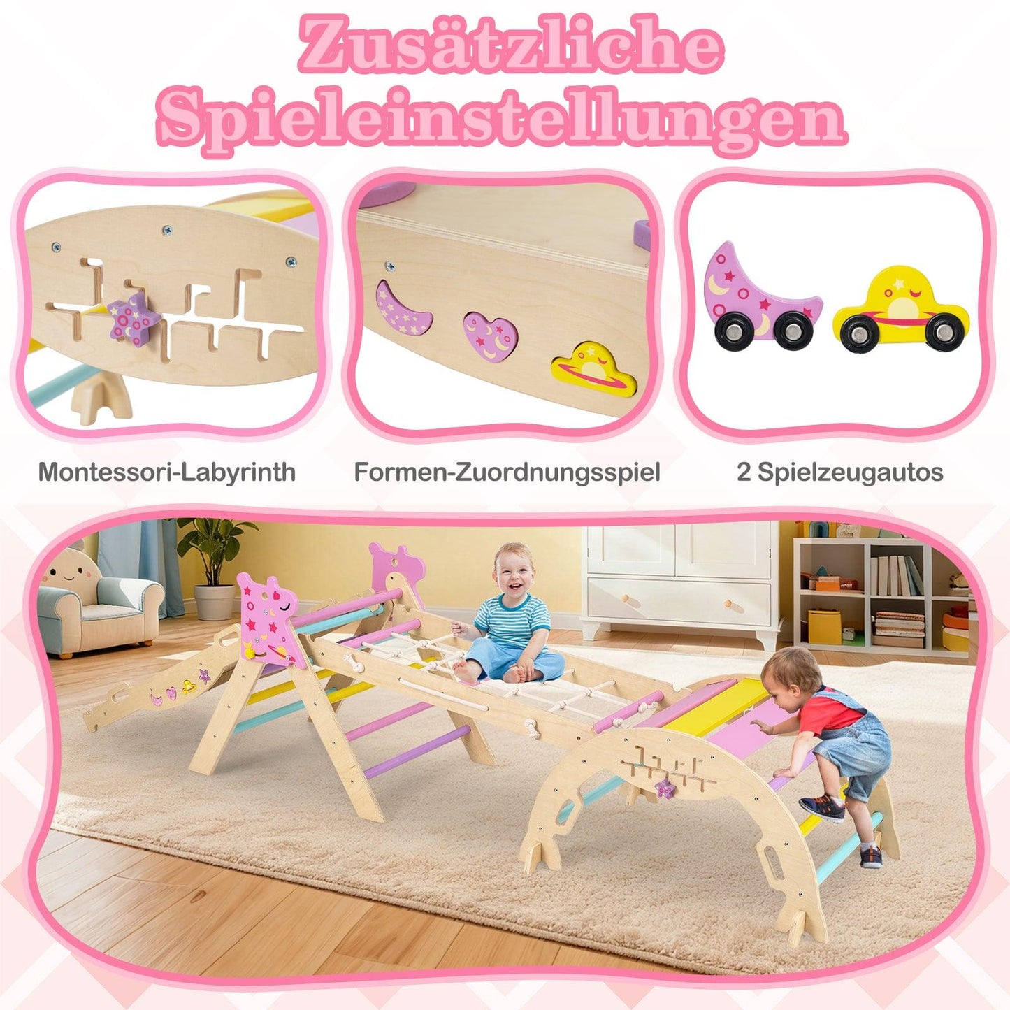 8-in-1 Wooden Montessori Climbing Set for Kids