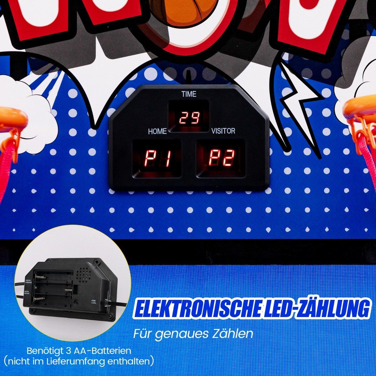 8 in 1 basketball machine with 4 balls & air pump & 8 game modes arcade basketball games dark blue