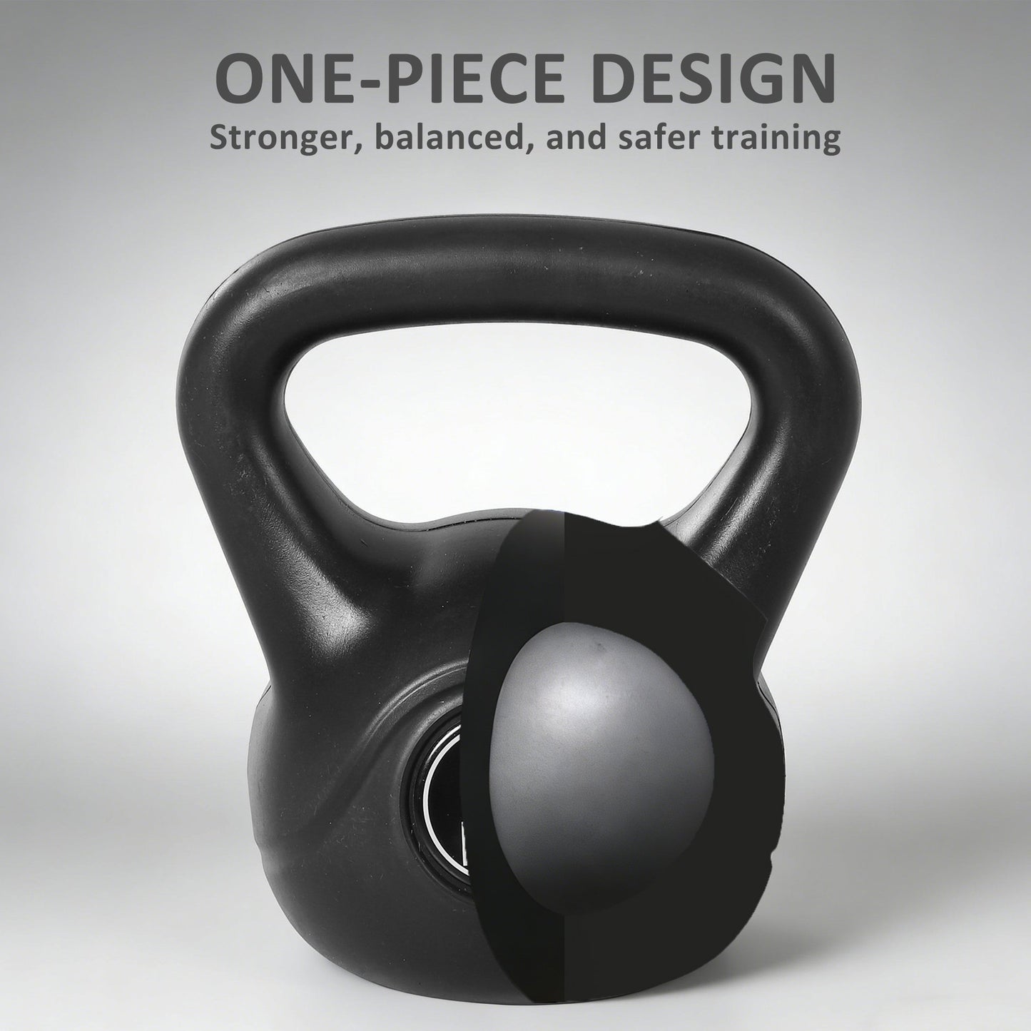 8 kg Kettlebell, Sand-Filled, Black, Beginner-Friendly