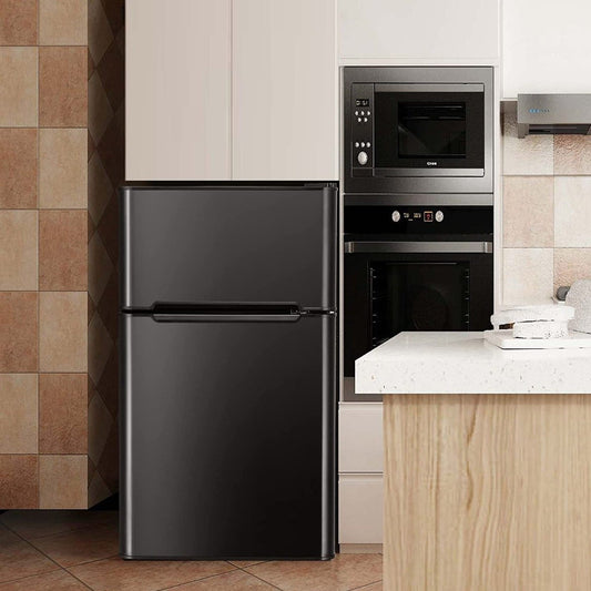 90L mini fridge freestanding fridge freezer 48.5 x 49.5 x 86 cm black