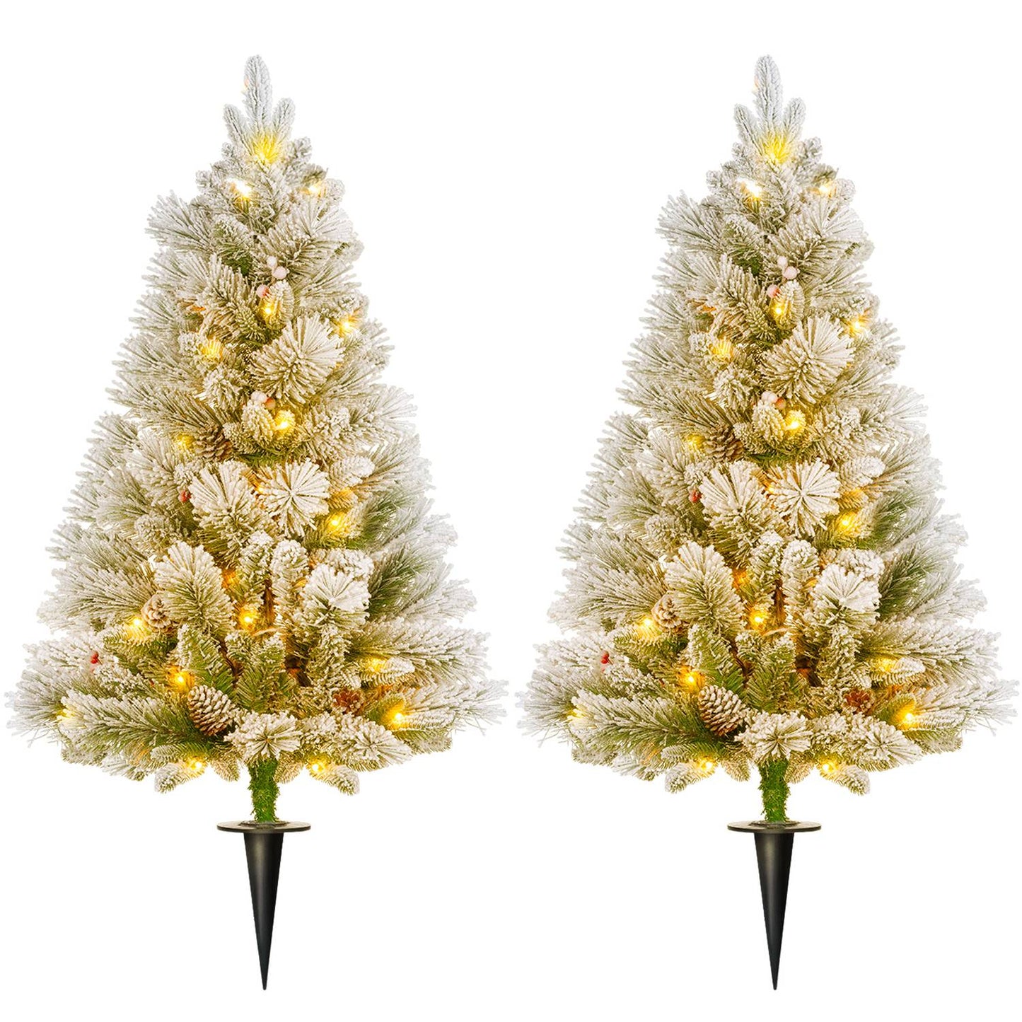 Artificial Christmas trees, 90 cm, 100 LED lights, set of 2