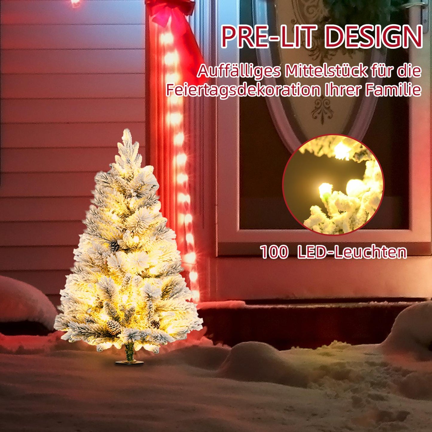 Artificial Christmas trees, 90 cm, 100 LED lights, set of 2