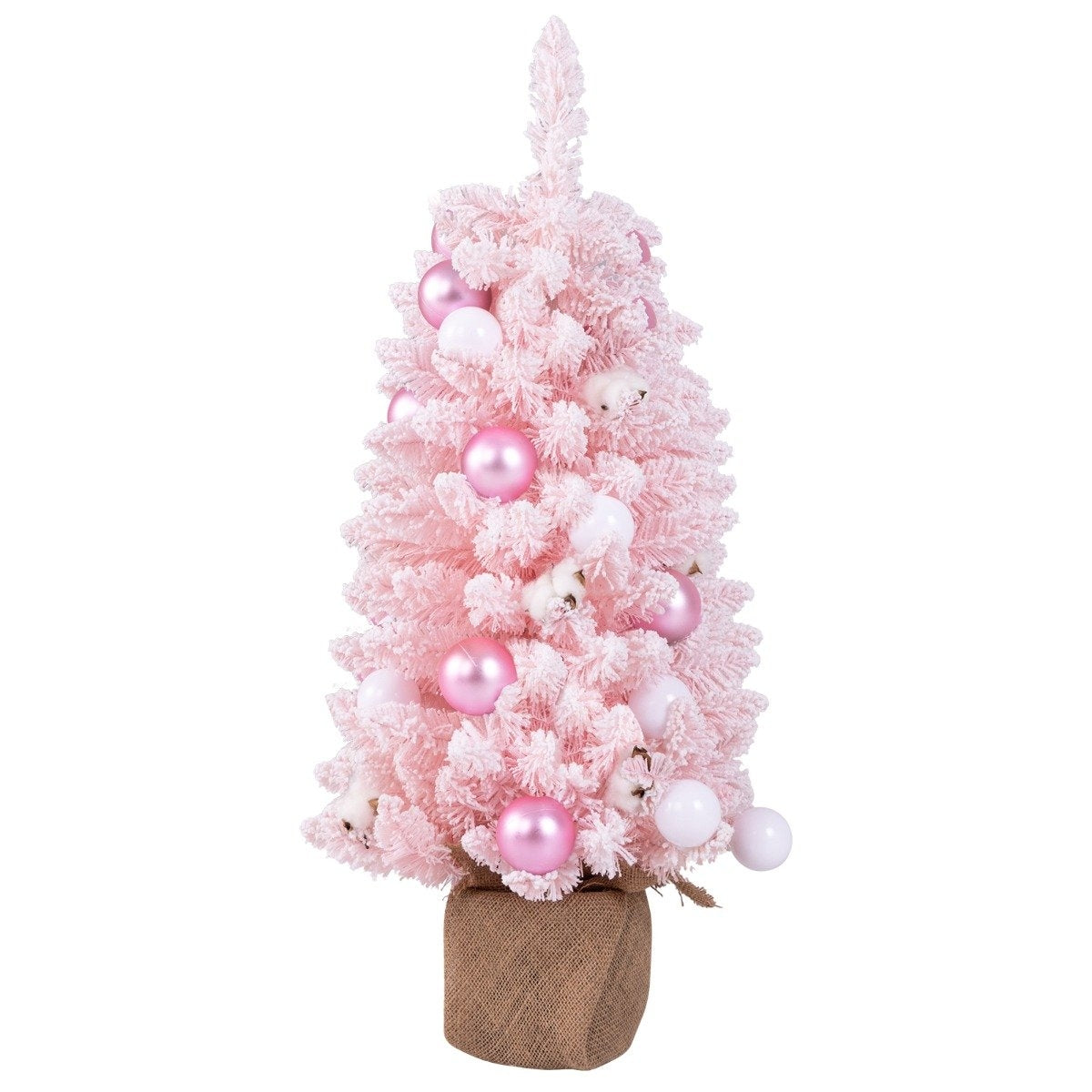 90cm Mini Artificial Christmas Tree with Snow &amp; Cement base Christmas tree Chirstbaum pink