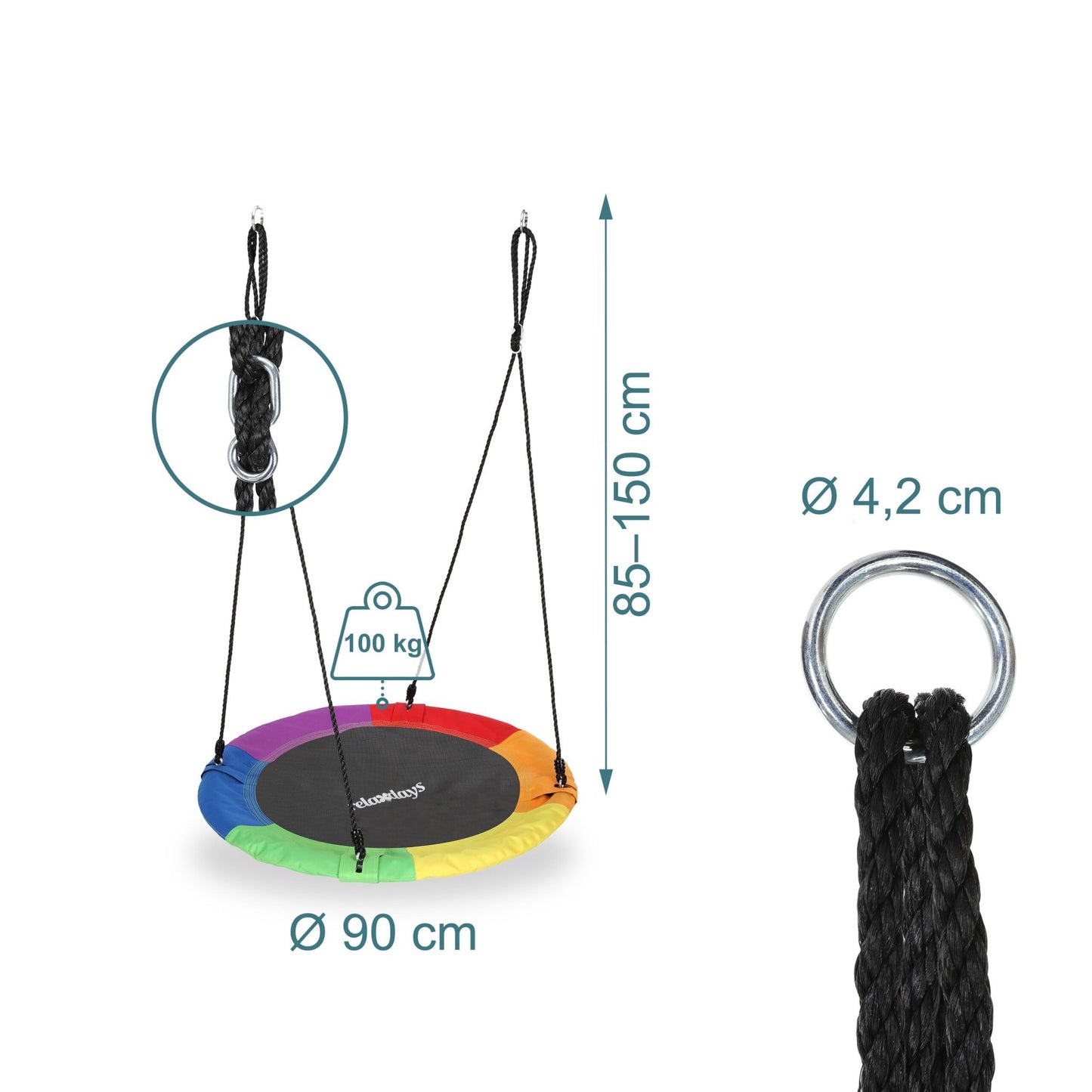 90 cm Round Nest Swing – Foam-Padded, Garden Fun