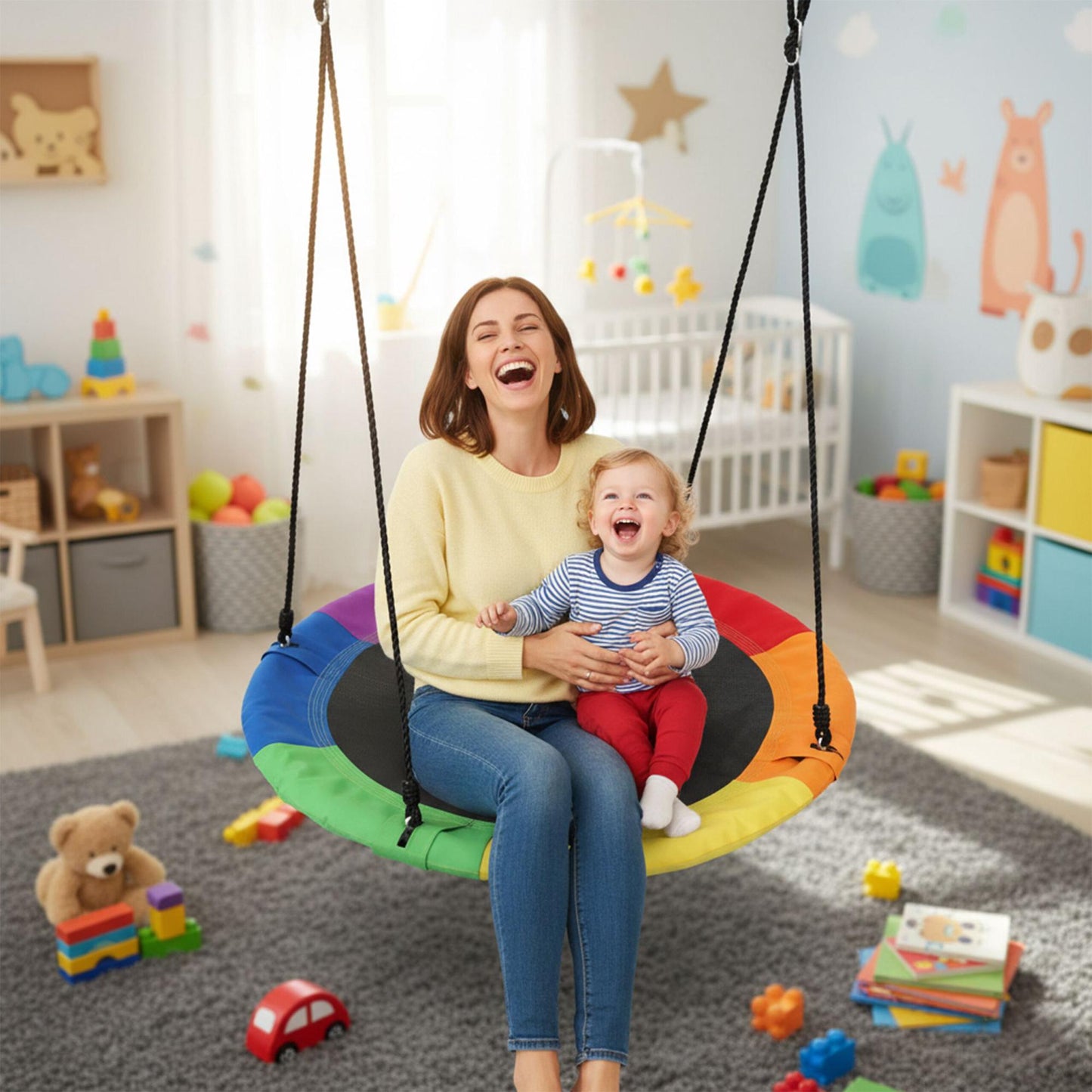 90 cm Round Nest Swing – Foam-Padded, Garden Fun