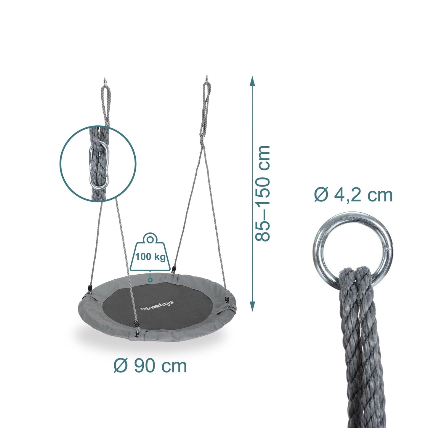 90 cm Round Nest Swing for Kids and Adults