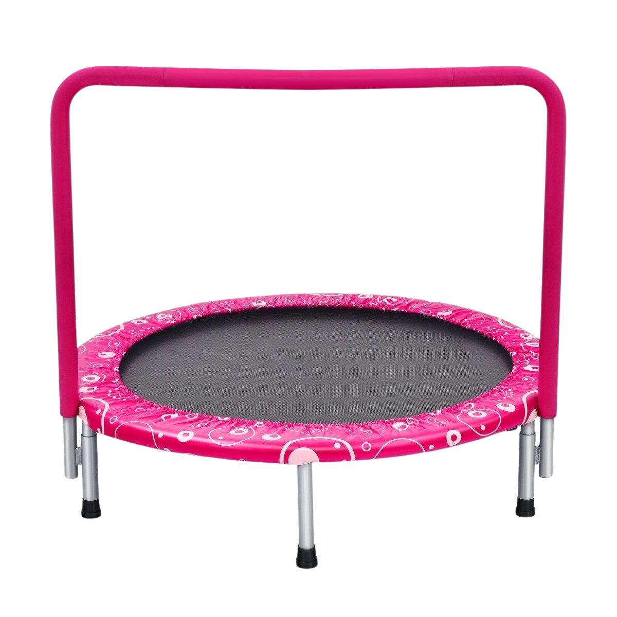 92 cm children's trampoline, mini trampoline with handle, foldable trampoline, load capacity up to 150 kg, pink + black