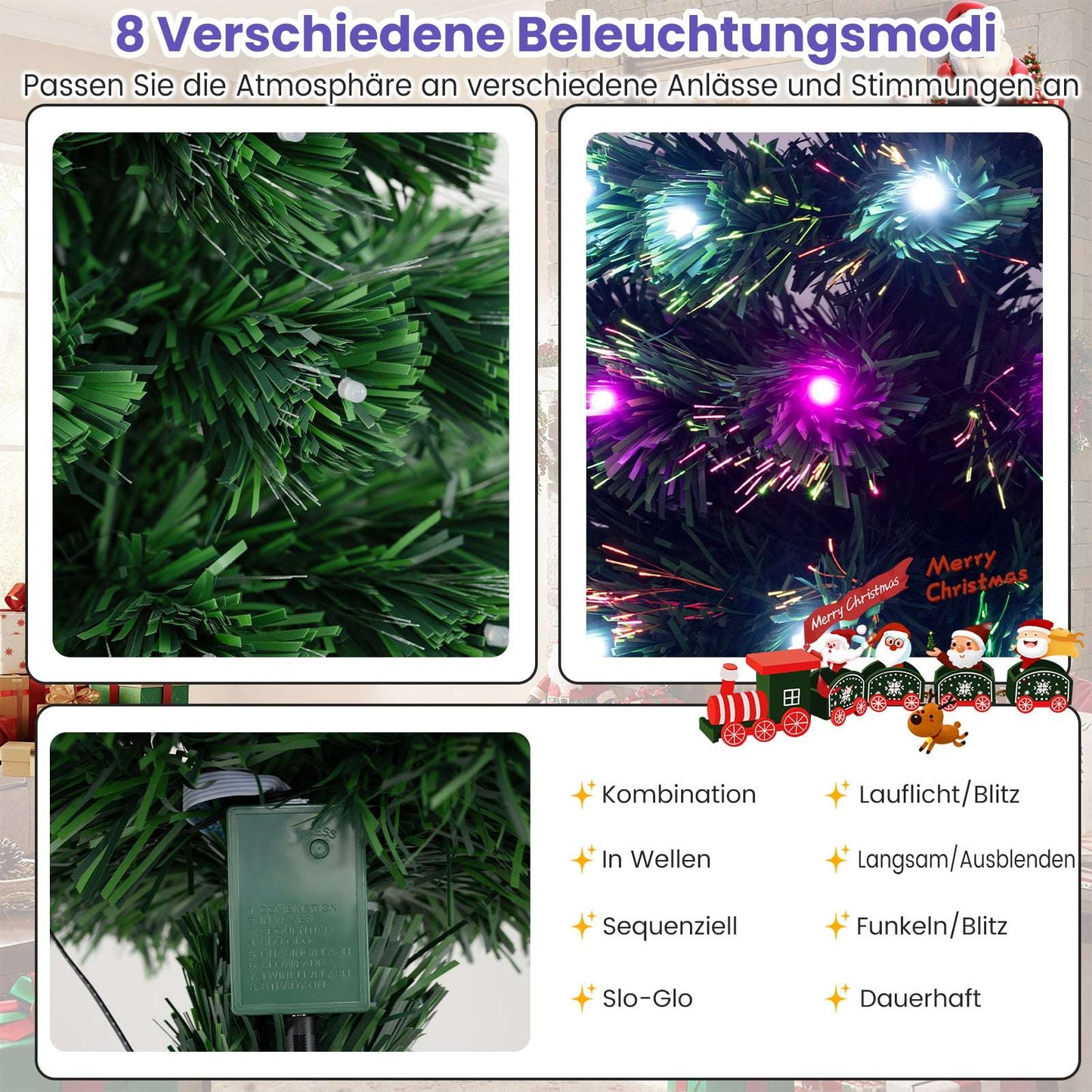 93 cm Pre-Lit Fiber Optic Christmas Tree – 96 LEDs