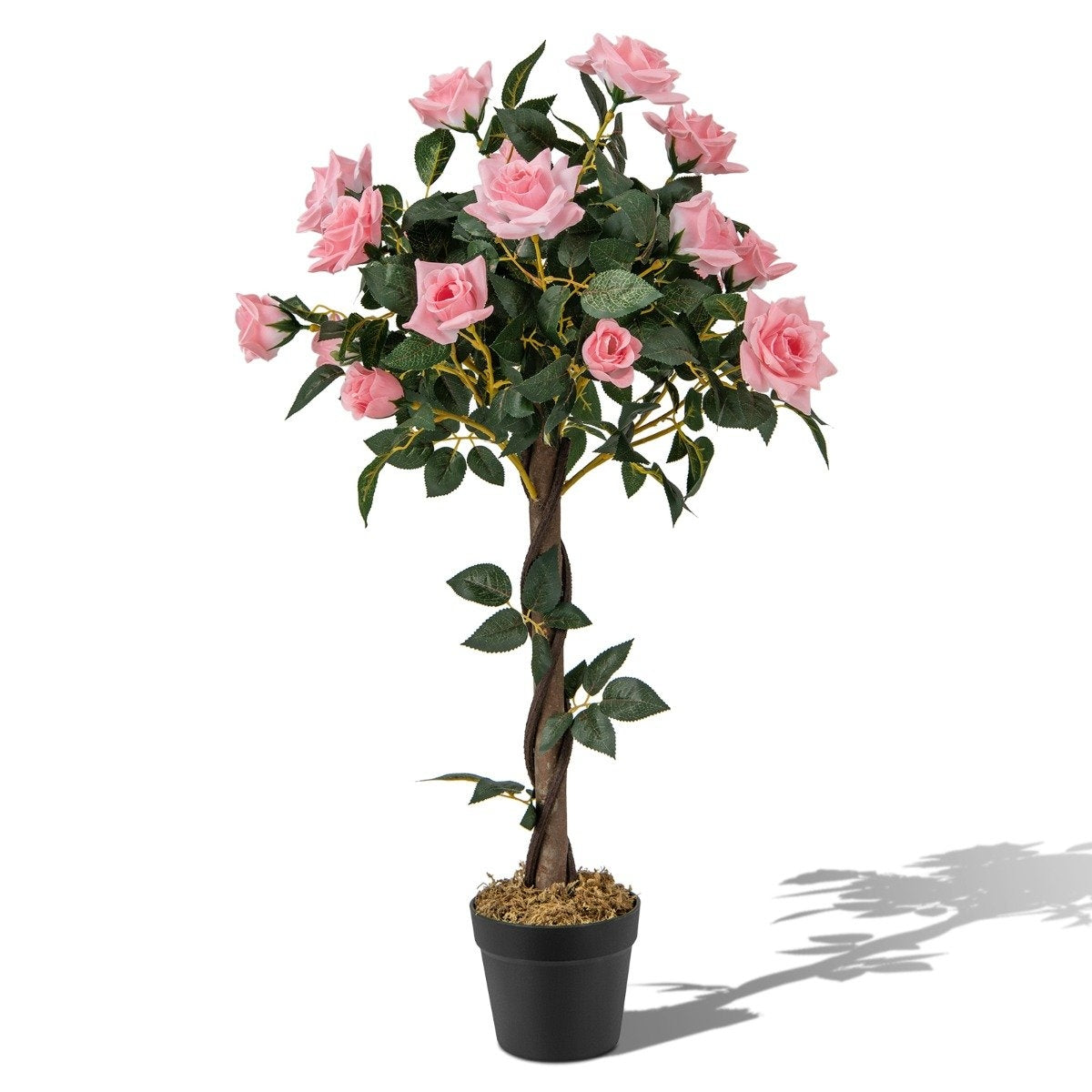 93 cm rose tree with 21 pine roses & natural trunk artificial tree with flowers