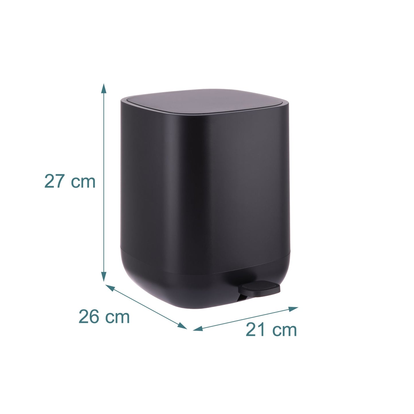 9L Square Pedal Bin, Plastic, Soft-Close Lid
