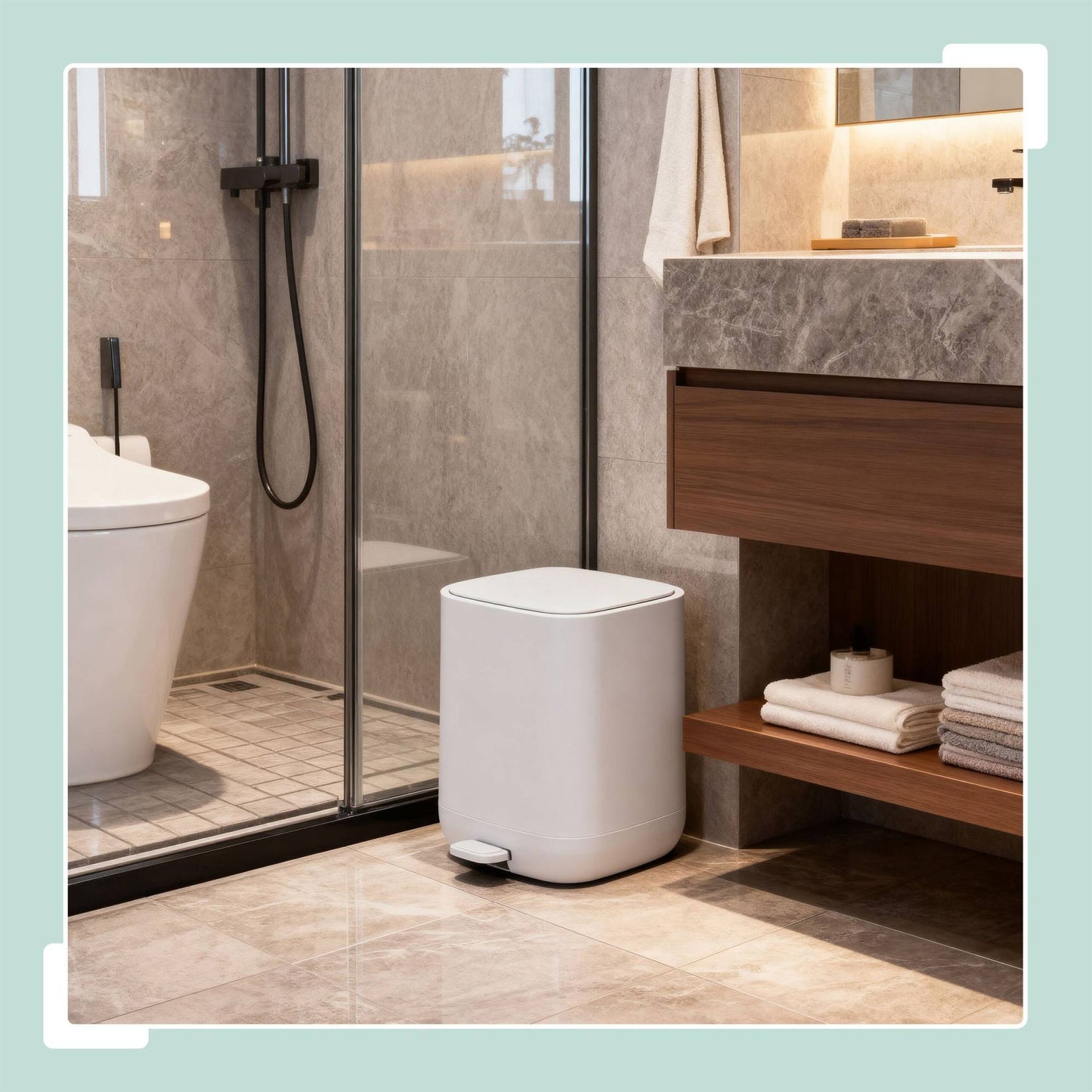 9L Square Pedal Bin – Soft-Close, Removable Bucket