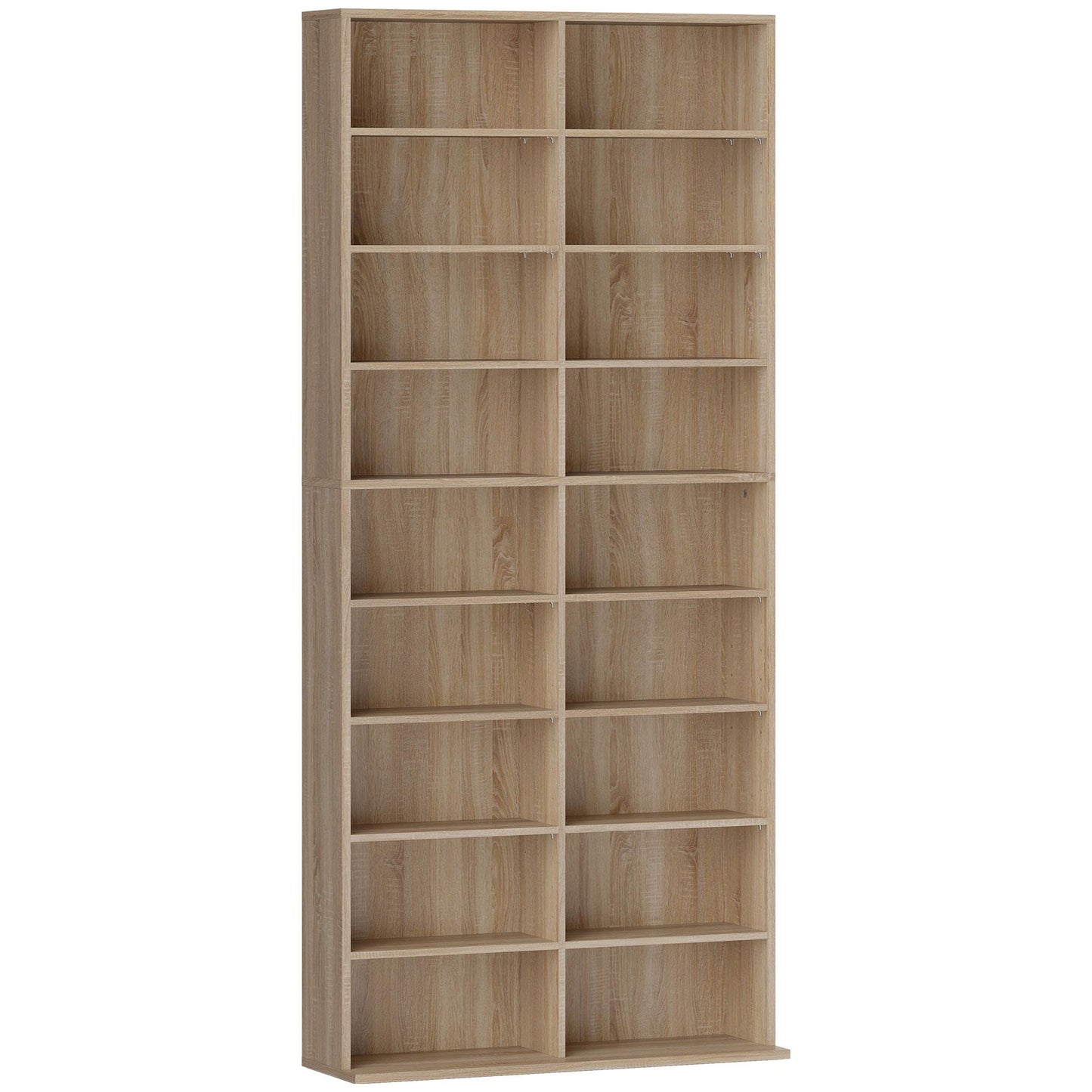 9-Tier DVD Shelf, 18 Compartments, Adjustable Shelves