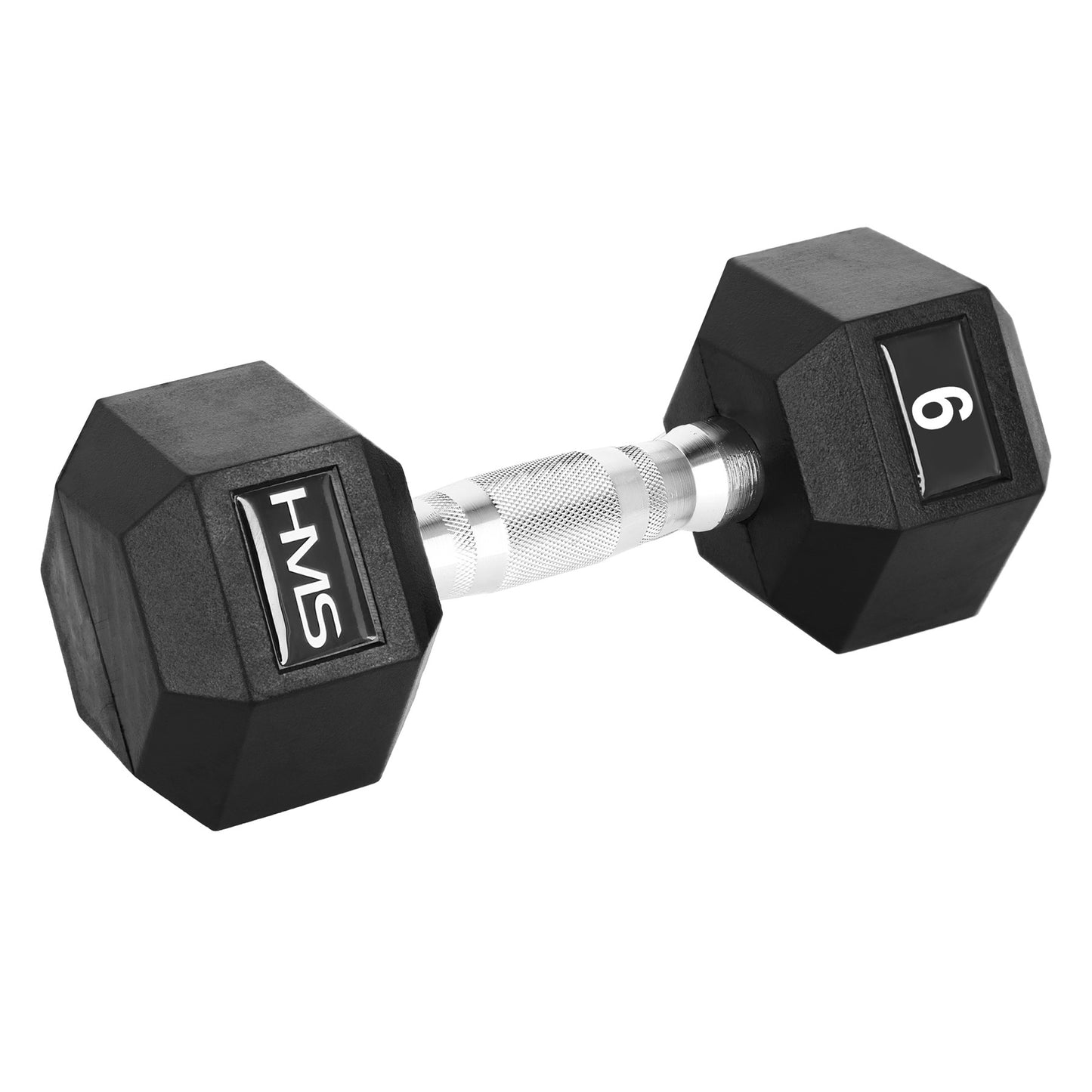 9 kg Rubber Hex Dumbbell, Knurled Grip Handle
