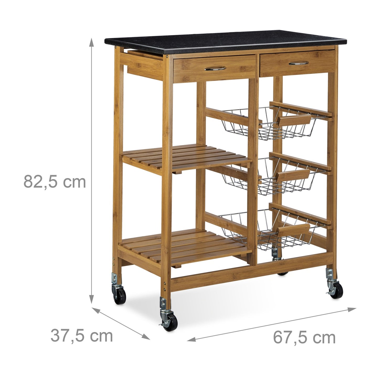 ALFRED XL kitchen trolley with 3 baskets