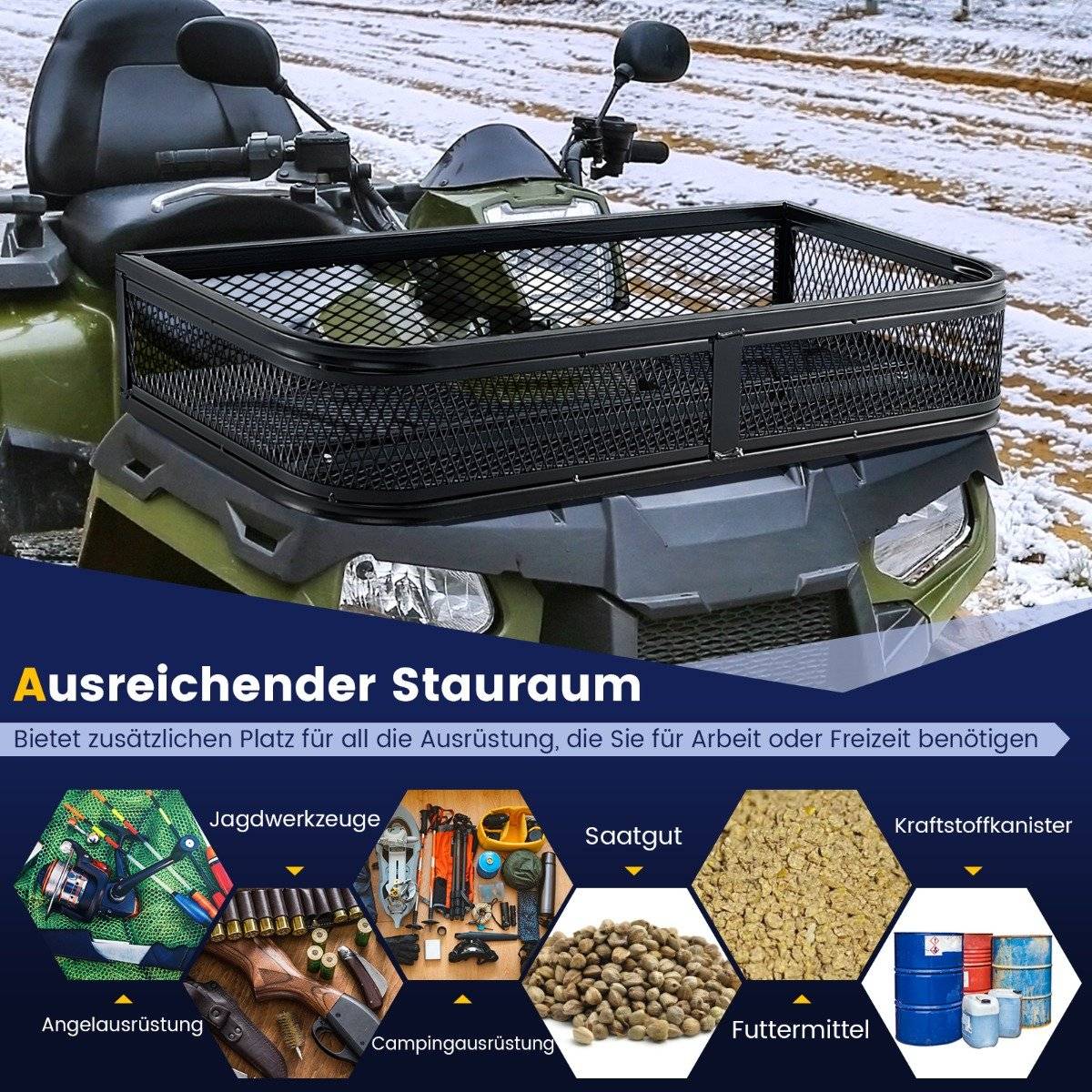 ATV front loading basket, front luggage basket, luggage rack basket, storage basket 92 x 44 x 16.5 cm