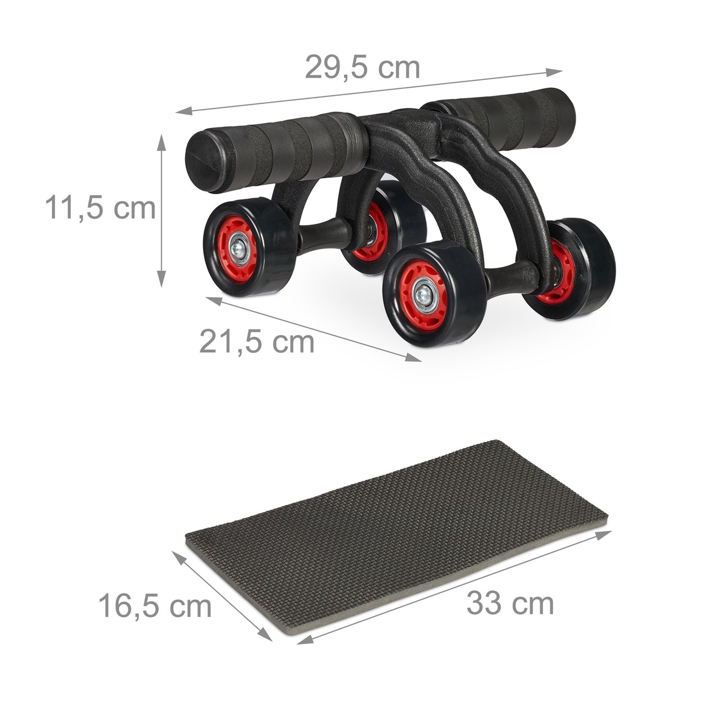 Ab Roller 4-Wheel with Knee Mat for Core Training