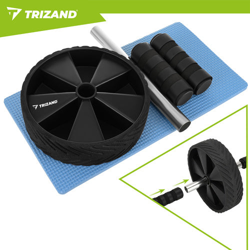 Ab Roller with Non-Slip Handles and Knee Mat, 28 cm